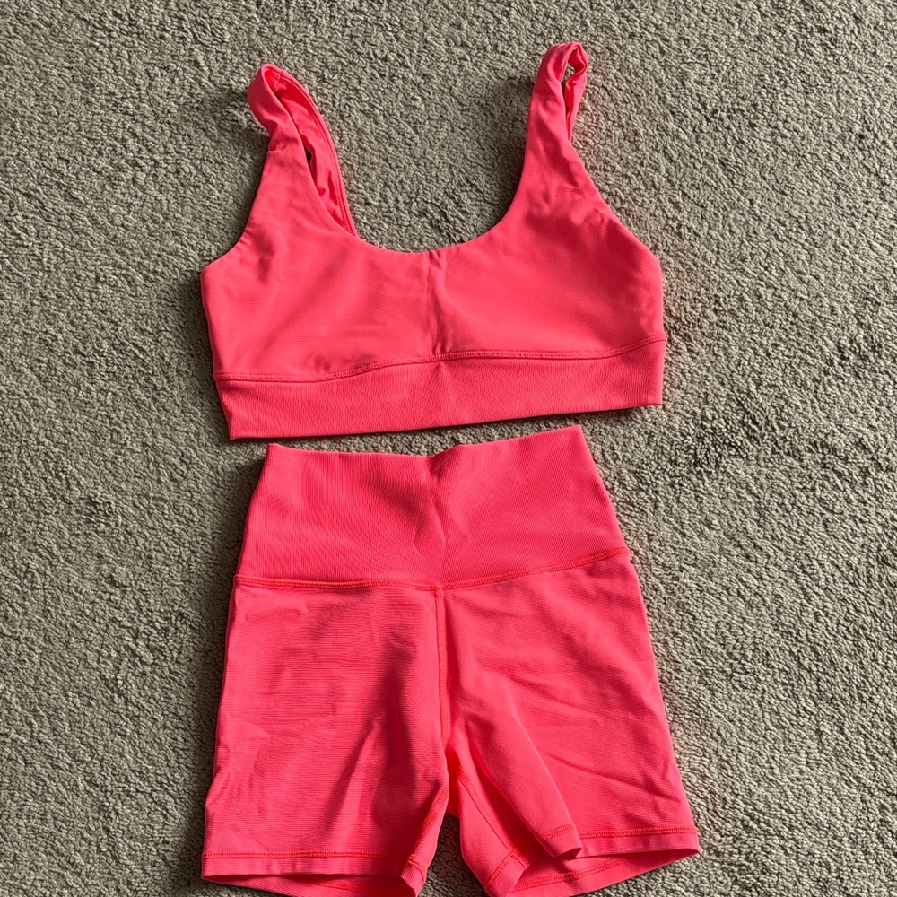 Aerie Pink Sports Bra and Shorts Set